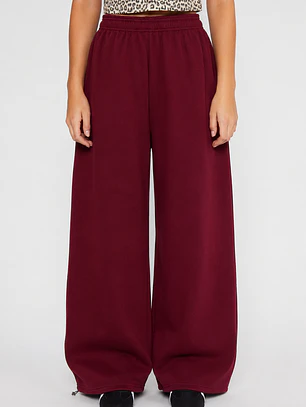 Pantalón Buzo Baggy Mujer Burdeo Familyshop