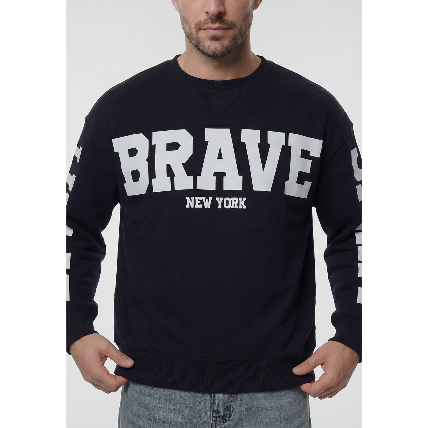 Polerón Letras Oversize Hombre Azul 3