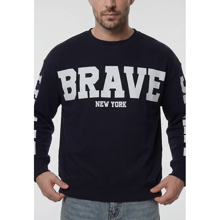 Polerón Letras Oversize Hombre Azul 2