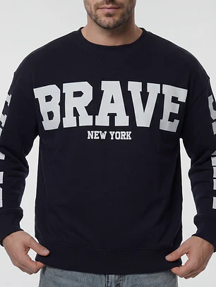 Polerón Letras Oversize Hombre Azul