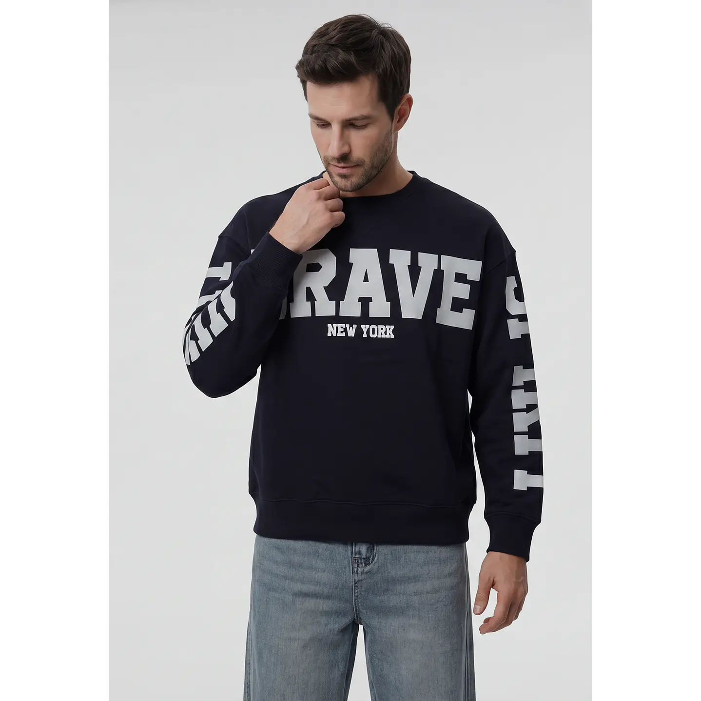 Polerón Letras Oversize Hombre Azul 1