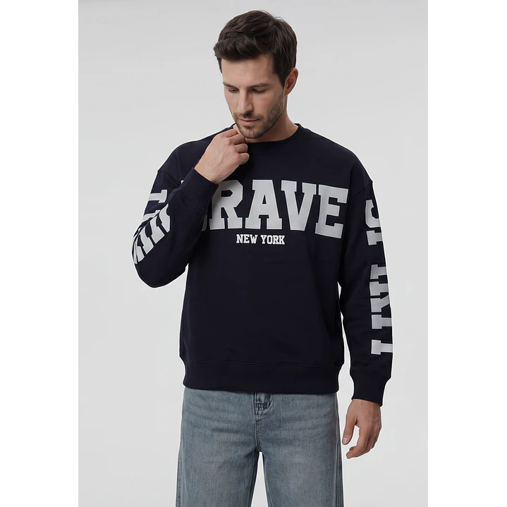 Polerón Letras Oversize Hombre Azul 1