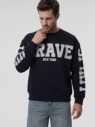 Polerón Letras Oversize Hombre Azul