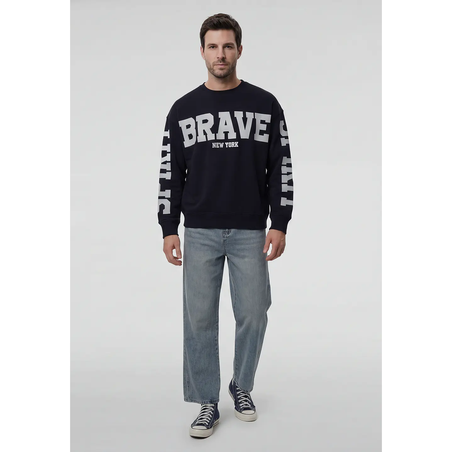 Polerón Letras Oversize Hombre Azul 4