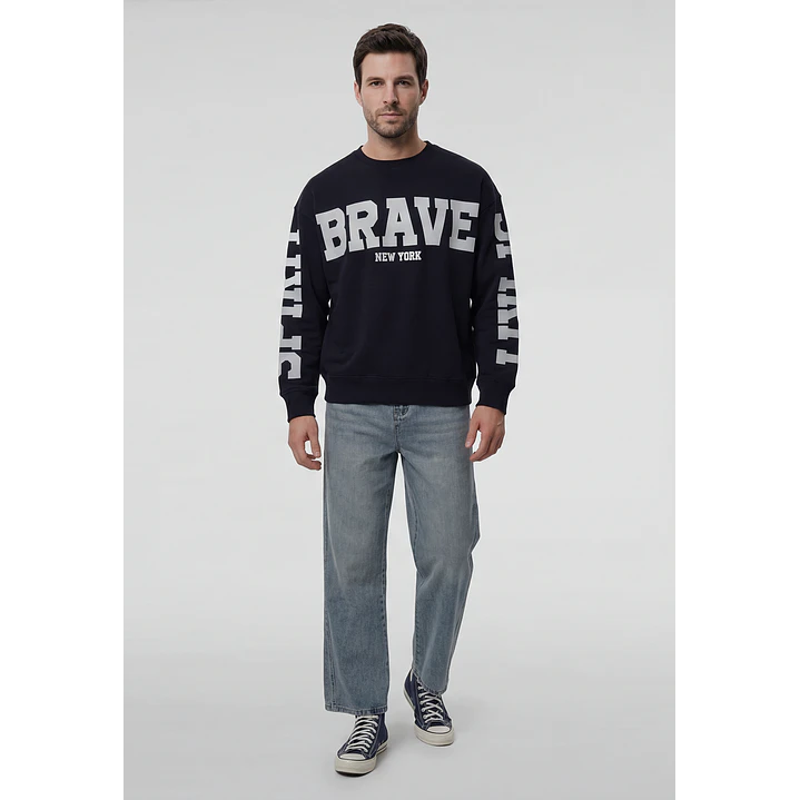 Polerón Letras Oversize Hombre Azul 4