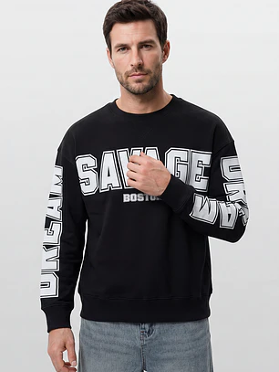 Polerón Letras Oversize Hombre Negro