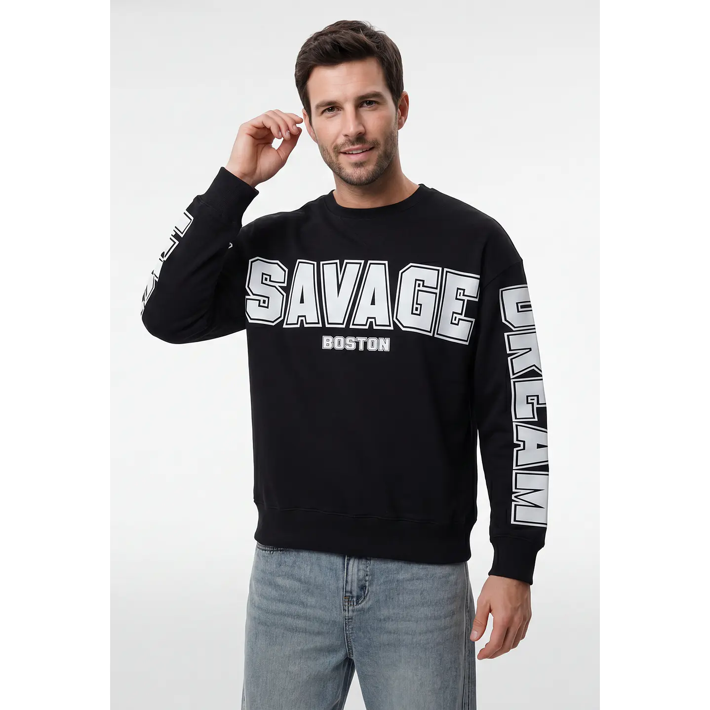 Polerón Letras Oversize Hombre Negro 2