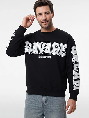 Polerón Letras Oversize Hombre Negro