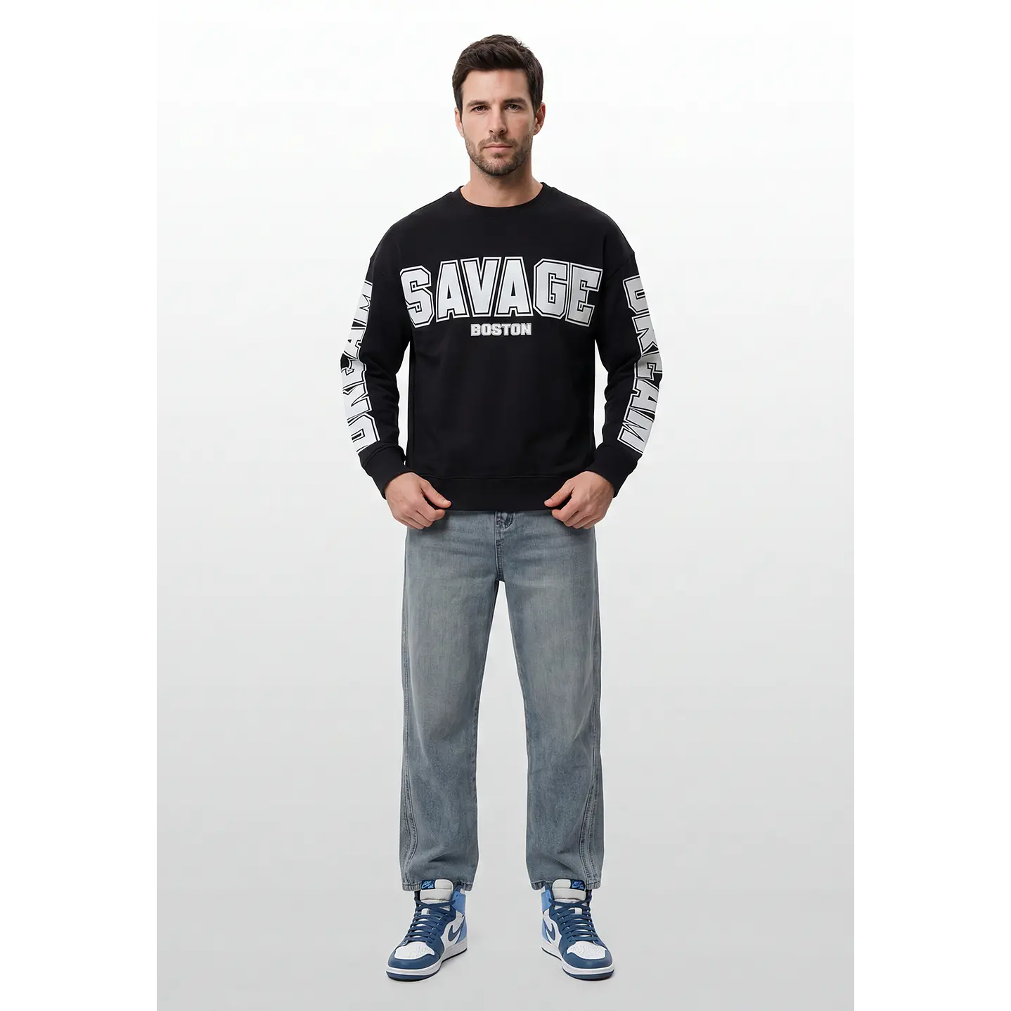 Polerón Letras Oversize Hombre Negro 4
