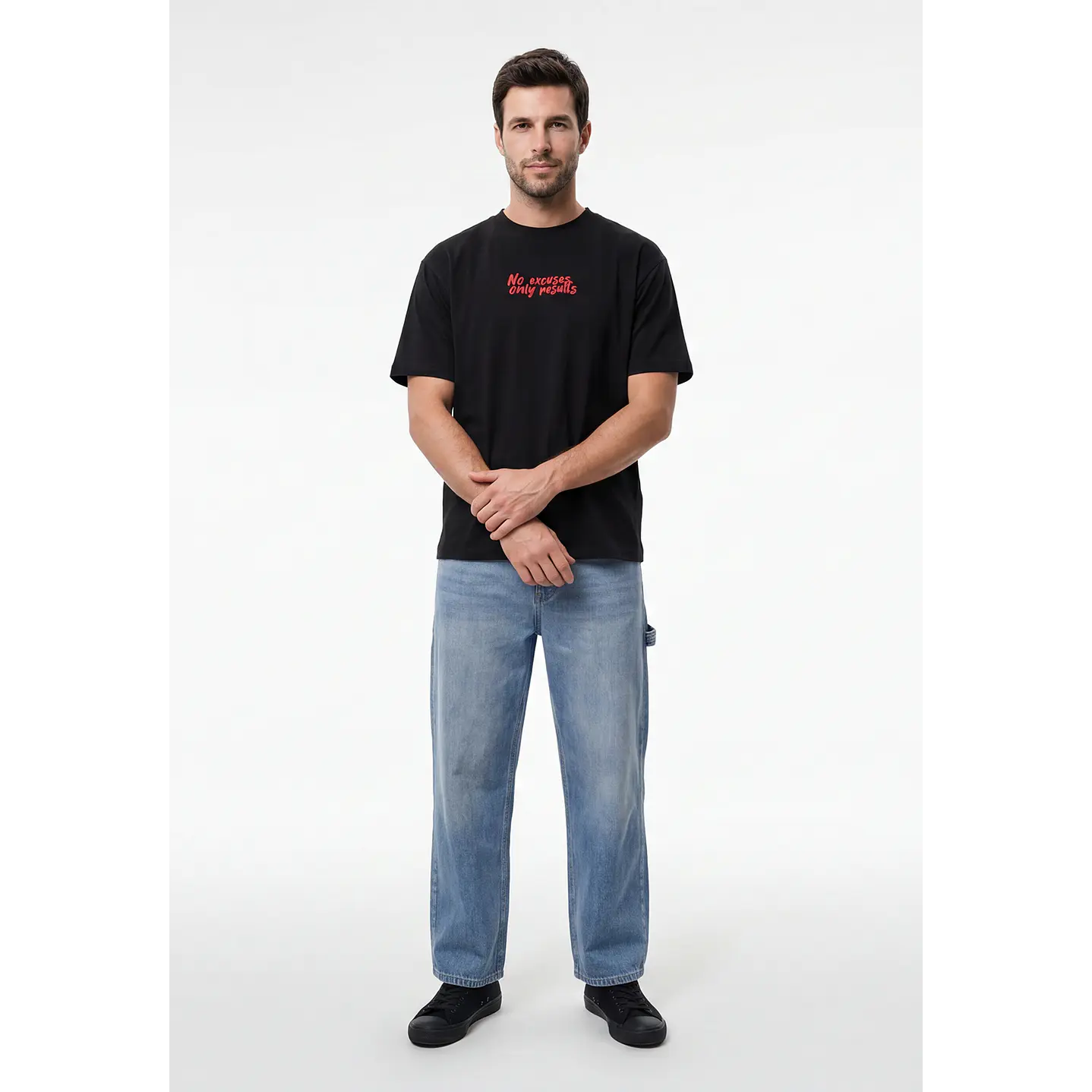 Polera Relaxed Hombre Negro 4