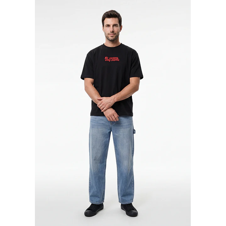 Polera Heart Relaxed Hombre Negro 4
