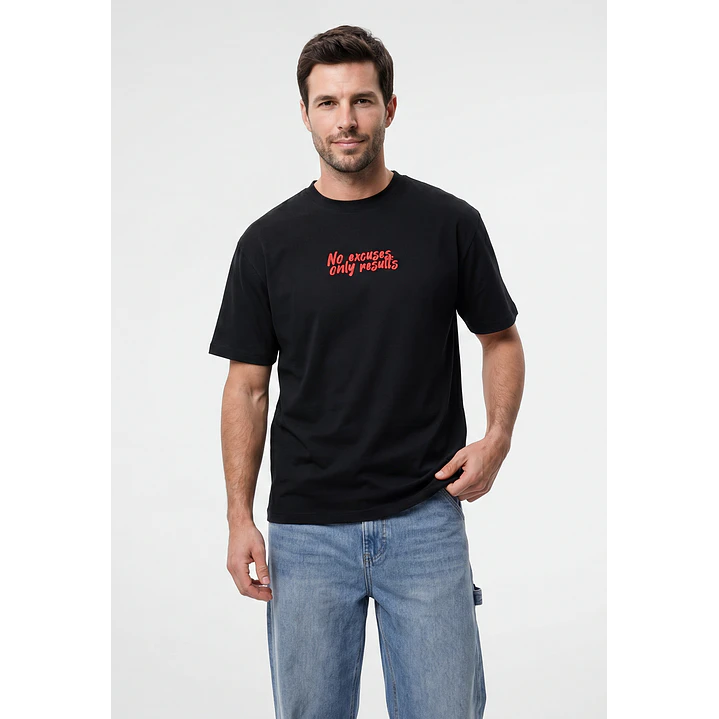Polera Heart Relaxed Hombre Negro 1