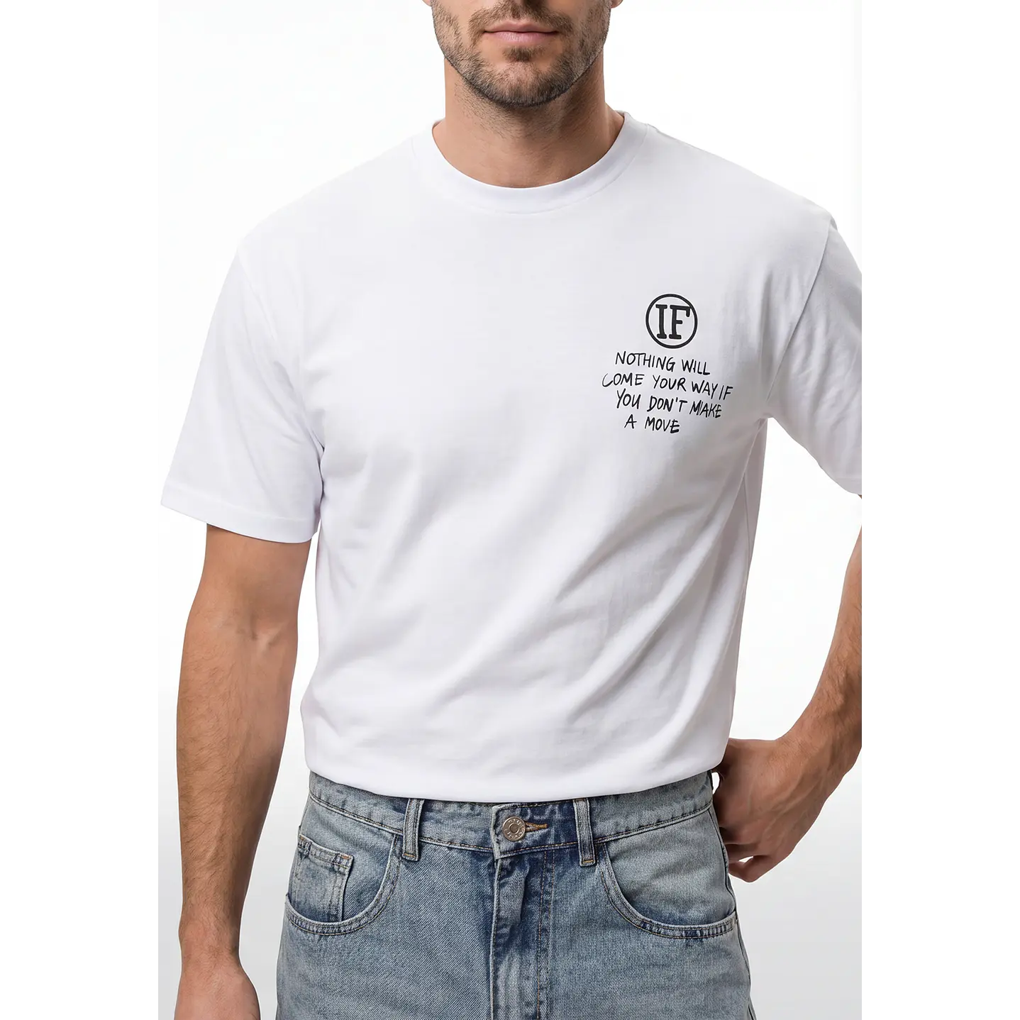 Polera Heart Relaxed Hombre Blanco 3