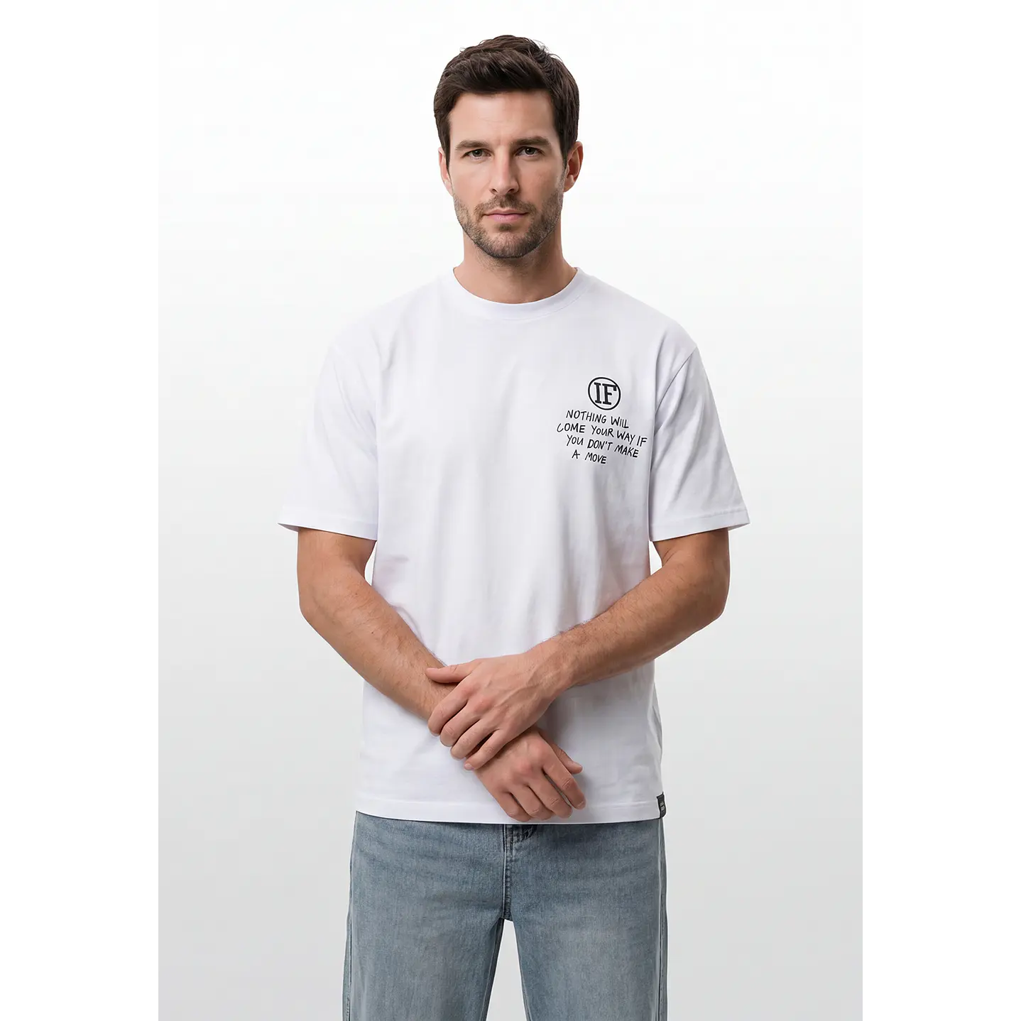 Polera Heart Relaxed Hombre Blanco 1