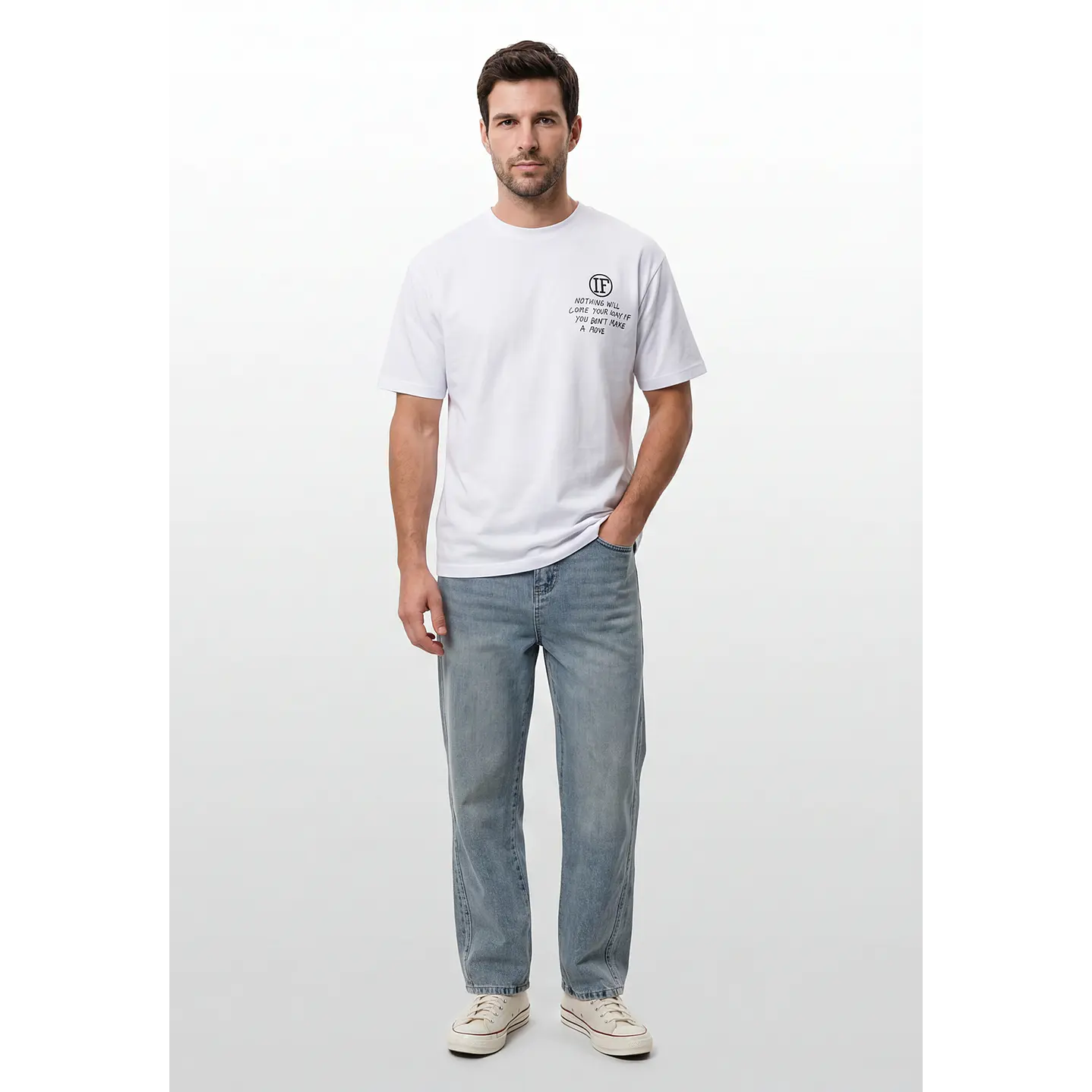Polera Heart Relaxed Hombre Blanco 4