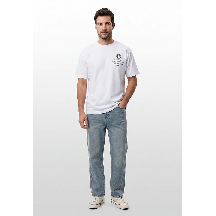 Polera Heart Relaxed Hombre Blanco 4