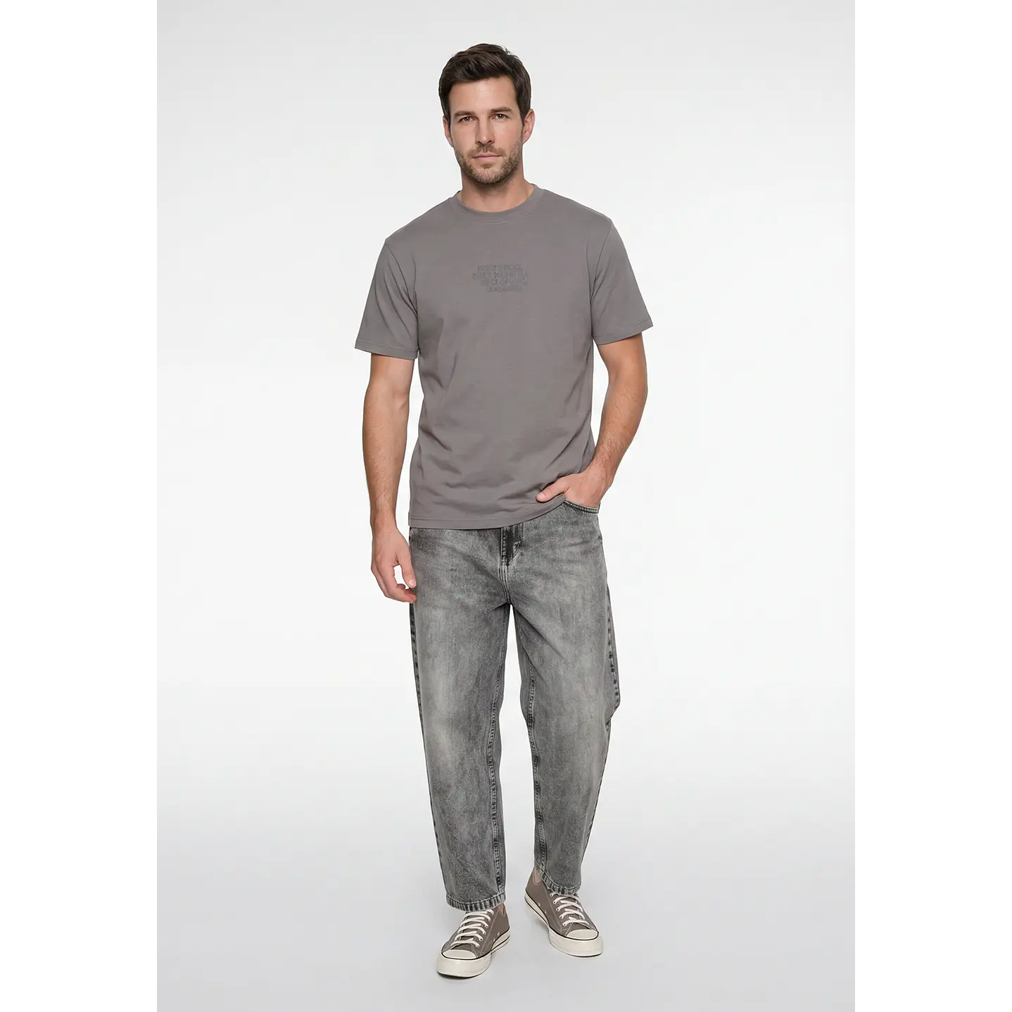 Polera Letras Relaxed Hombre Arena 3