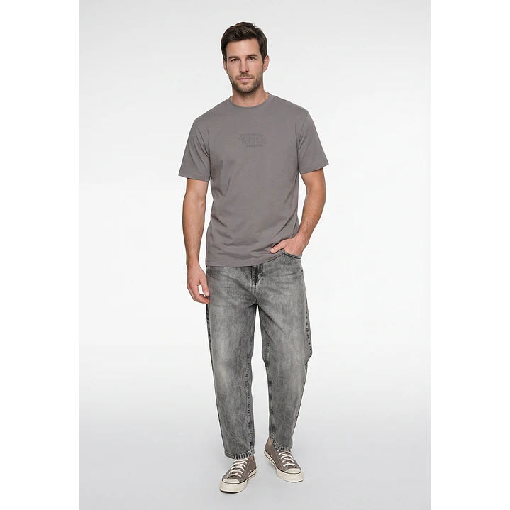 Polera Letras Relaxed Hombre Arena 4