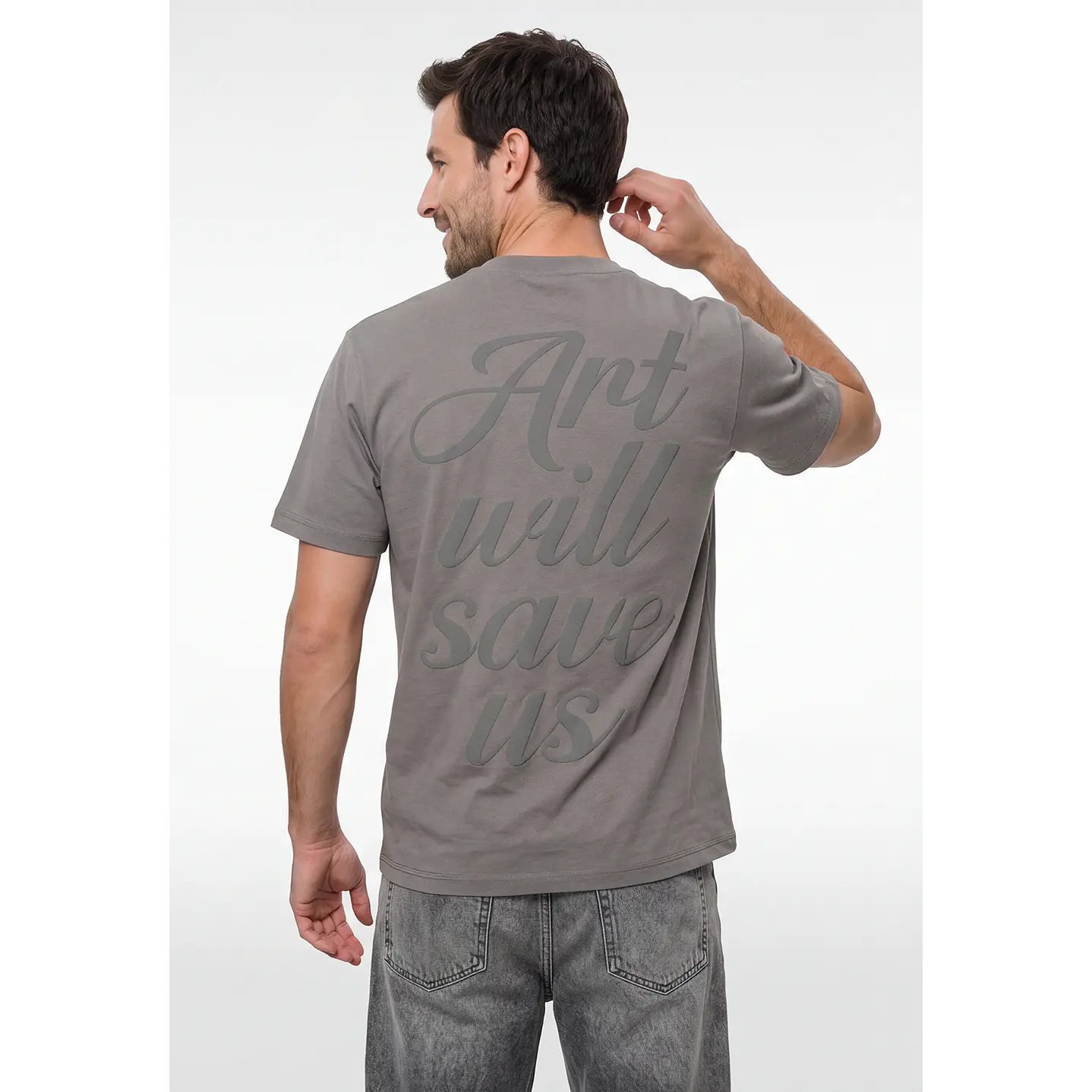 Polera Letras Relaxed Hombre Arena 1