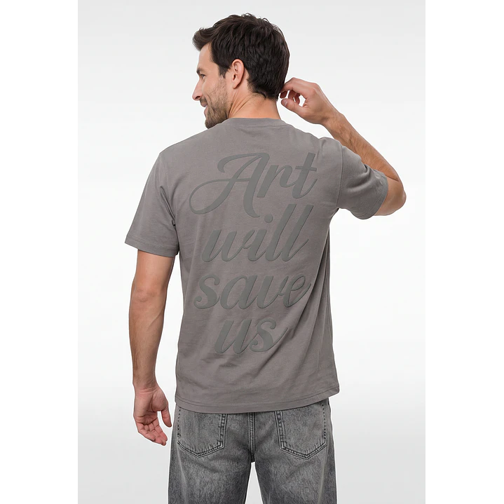 Polera Letras Relaxed Hombre Arena 3