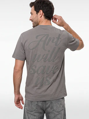 Polera Letras Relaxed Hombre Arena