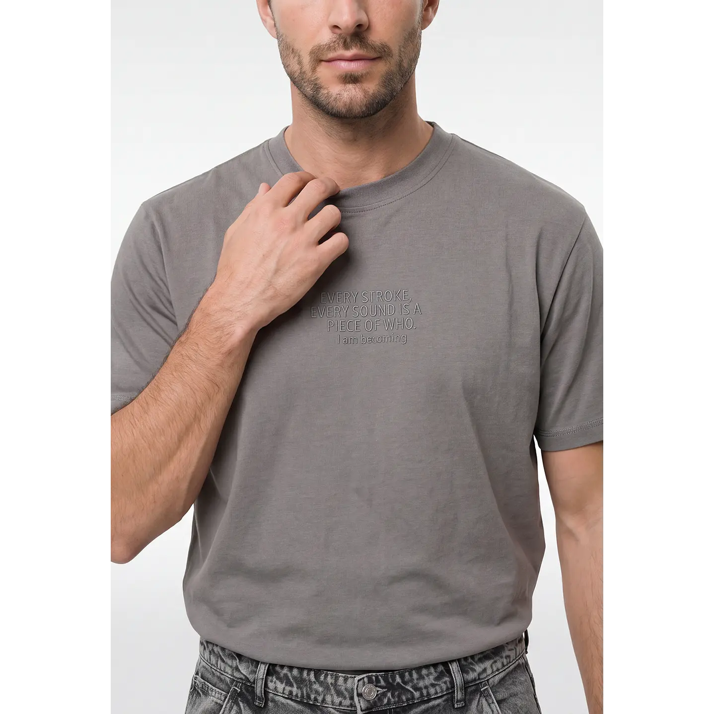 Polera Letras Relaxed Hombre Arena 4