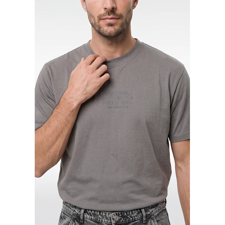 Polera Letras Relaxed Hombre Arena 2