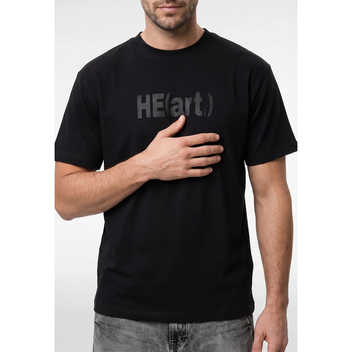 Polera Heart Relaxed Hombre Negro 3