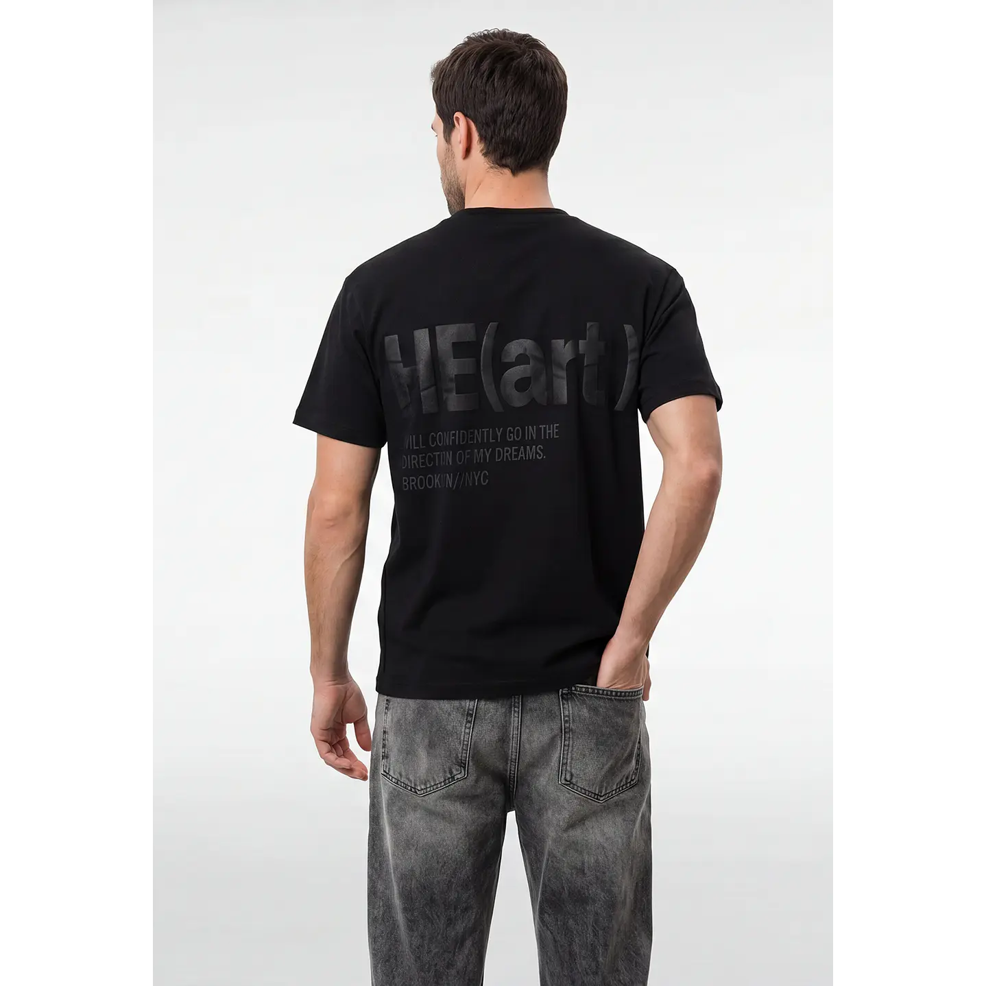 Polera Heart Relaxed Hombre Negro 2