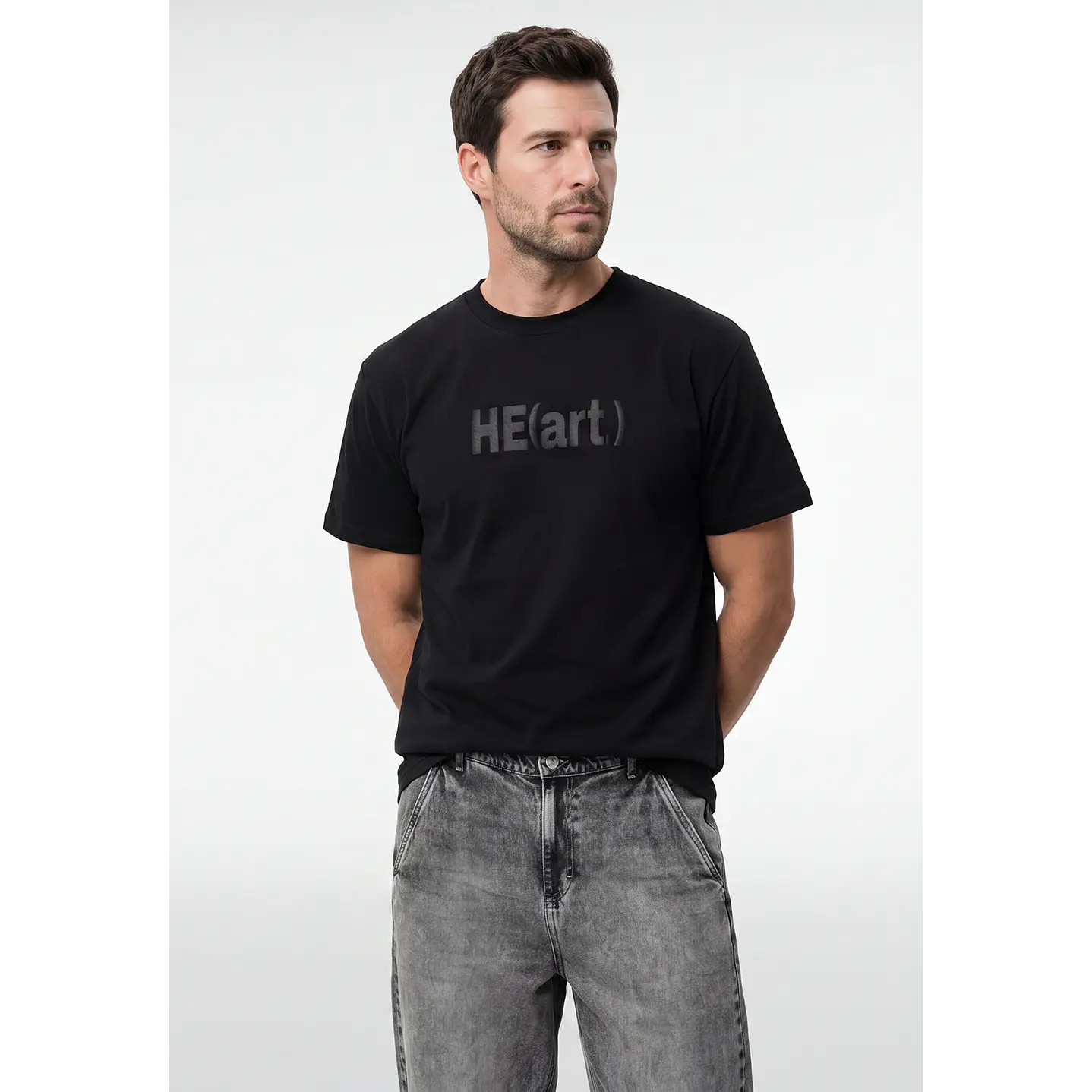 Polera Heart Relaxed Hombre Negro 1