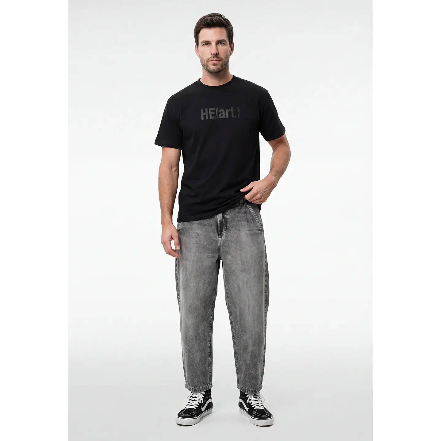 Polera Heart Relaxed Hombre Negro 4