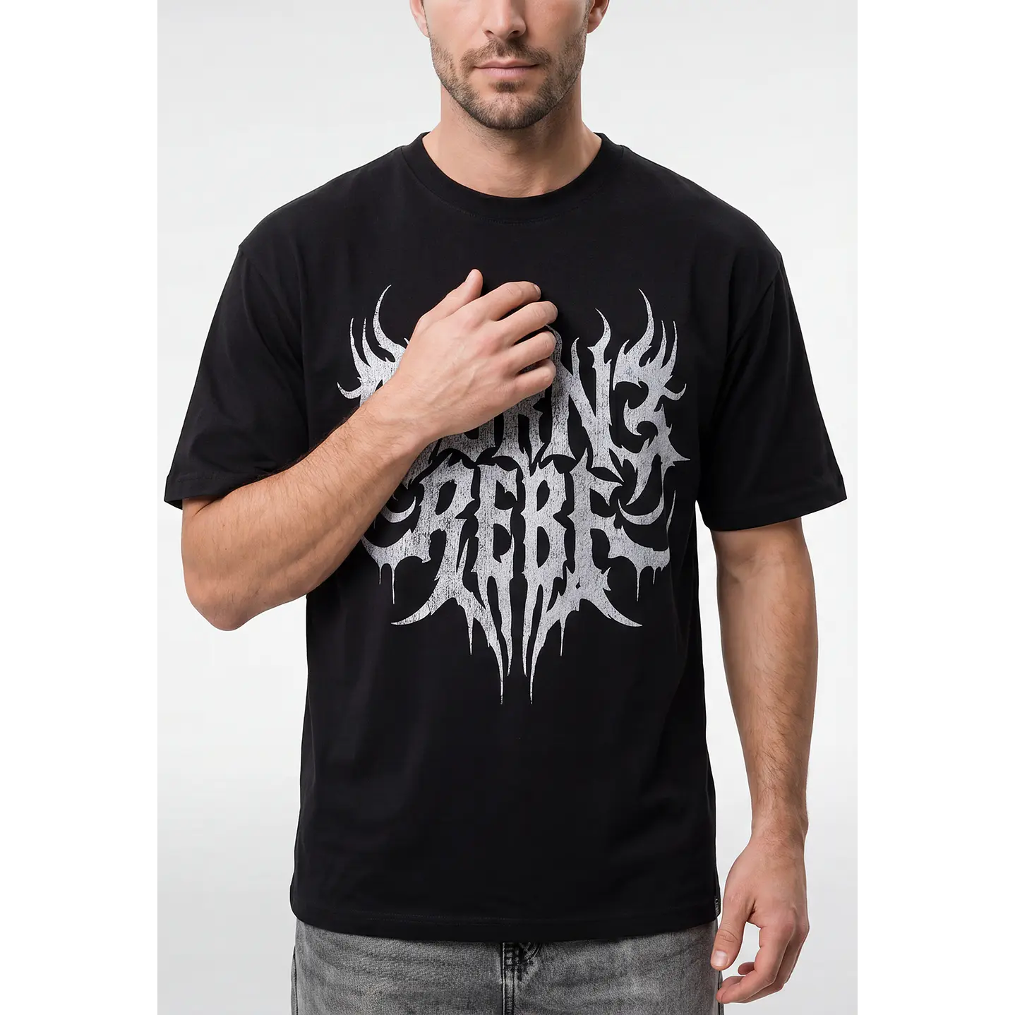 Polera Metal Relaxed Hombre Negro 4