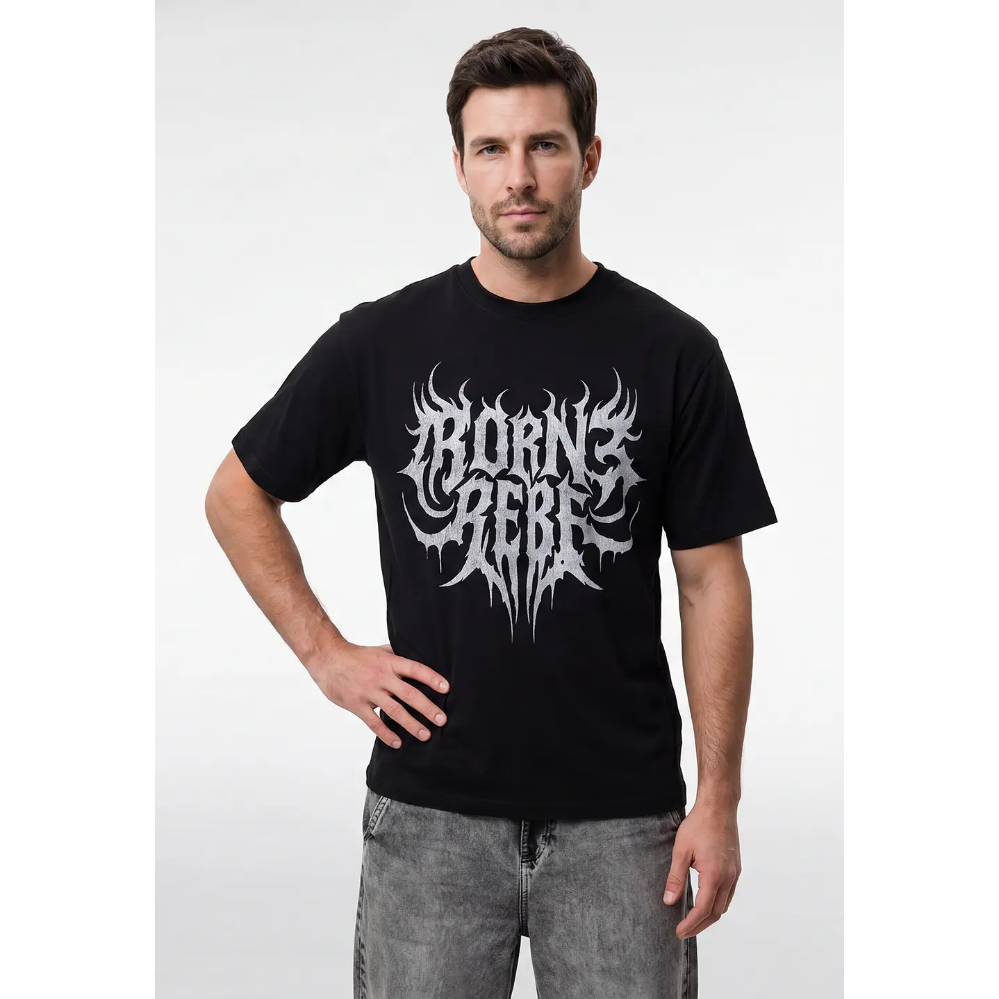 Polera Metal Relaxed Hombre Negro 1