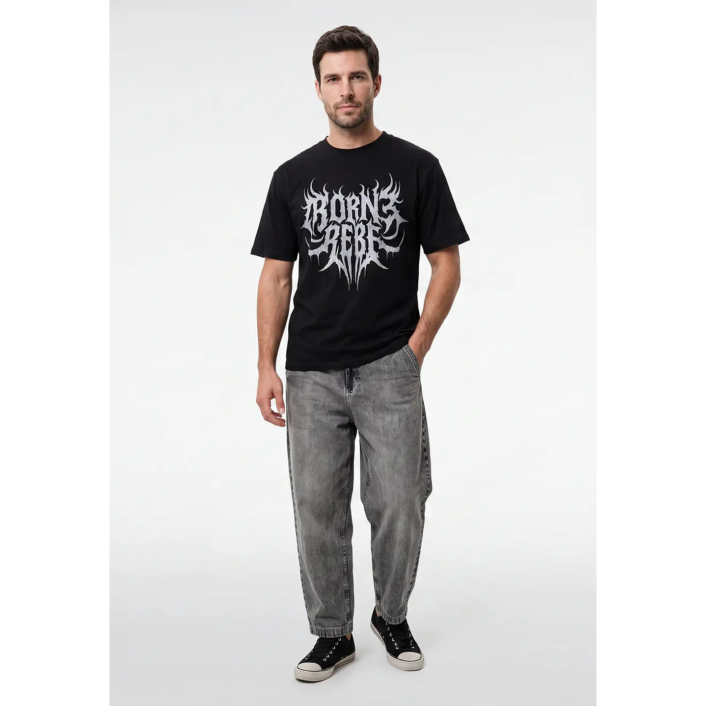 Polera Metal Relaxed Hombre Negro 3