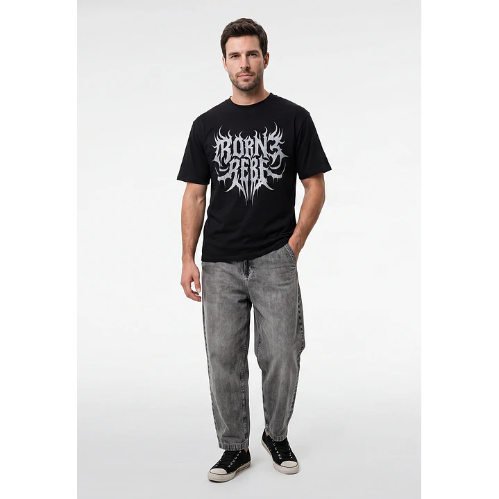 Polera Metel Relaxed Hombre Negro 4