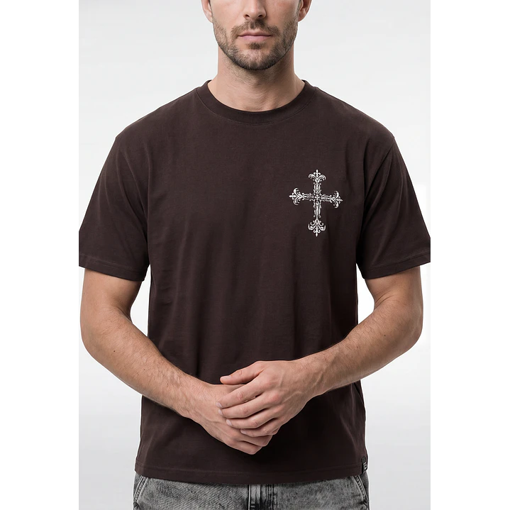 Polera Cruz Relaxed Hombre Café 2