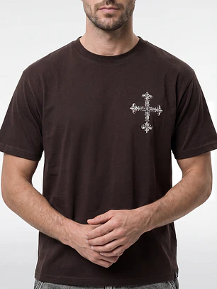 Polera Cruz Relaxed Hombre Café