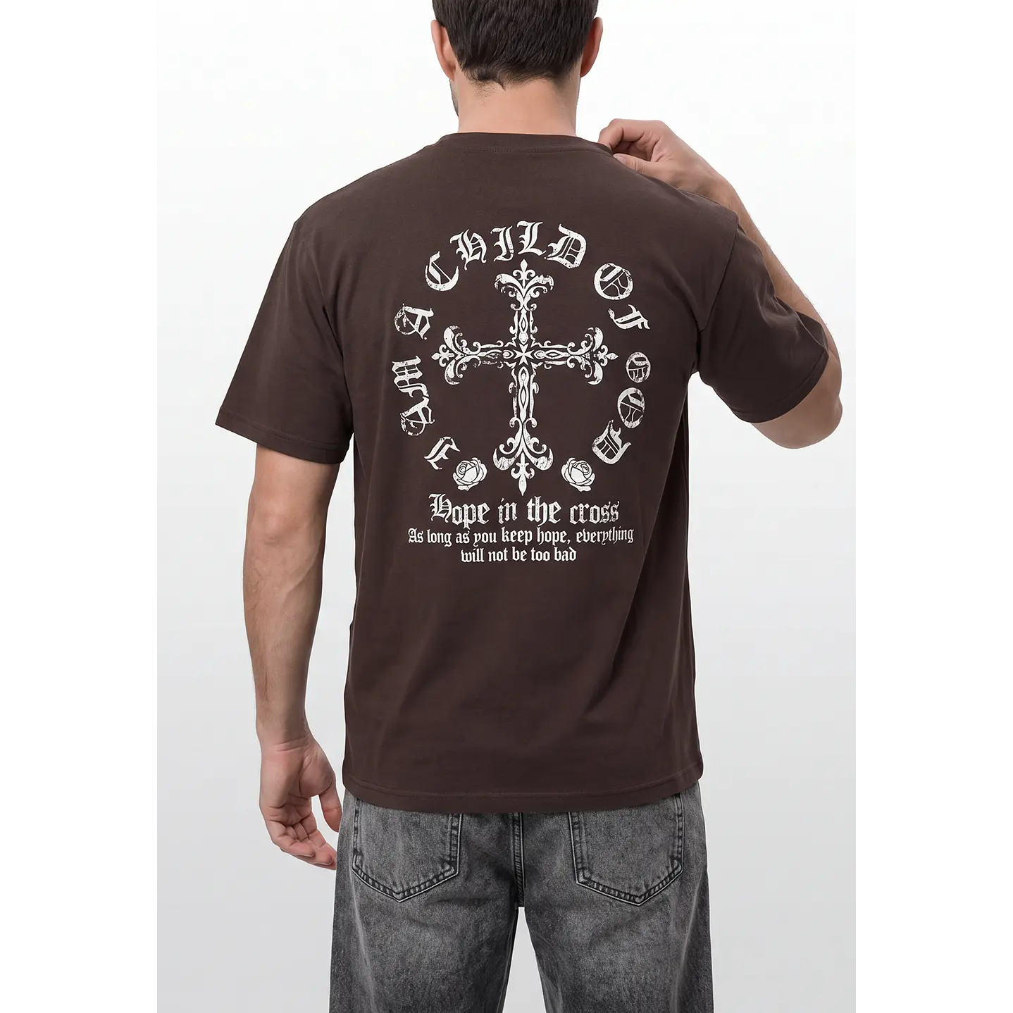 Polera Cruz Relaxed Hombre Café 2