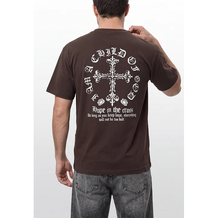 Polera Cruz Relaxed Hombre Café 3
