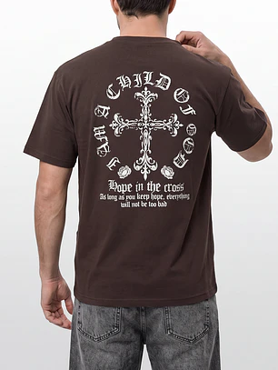 Polera Cruz Relaxed Hombre Café