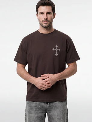 Polera Cruz Relaxed Hombre Café