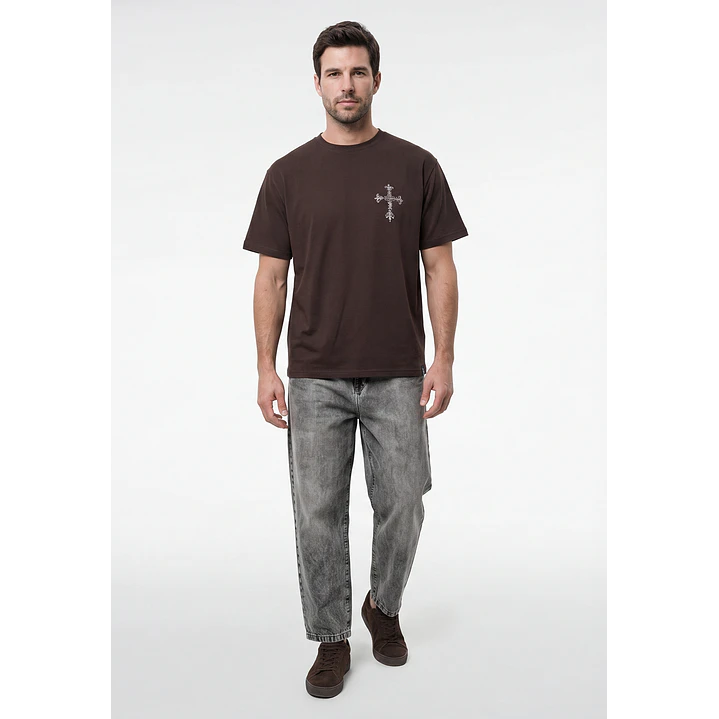 Polera Cruz Relaxed Hombre Café 4