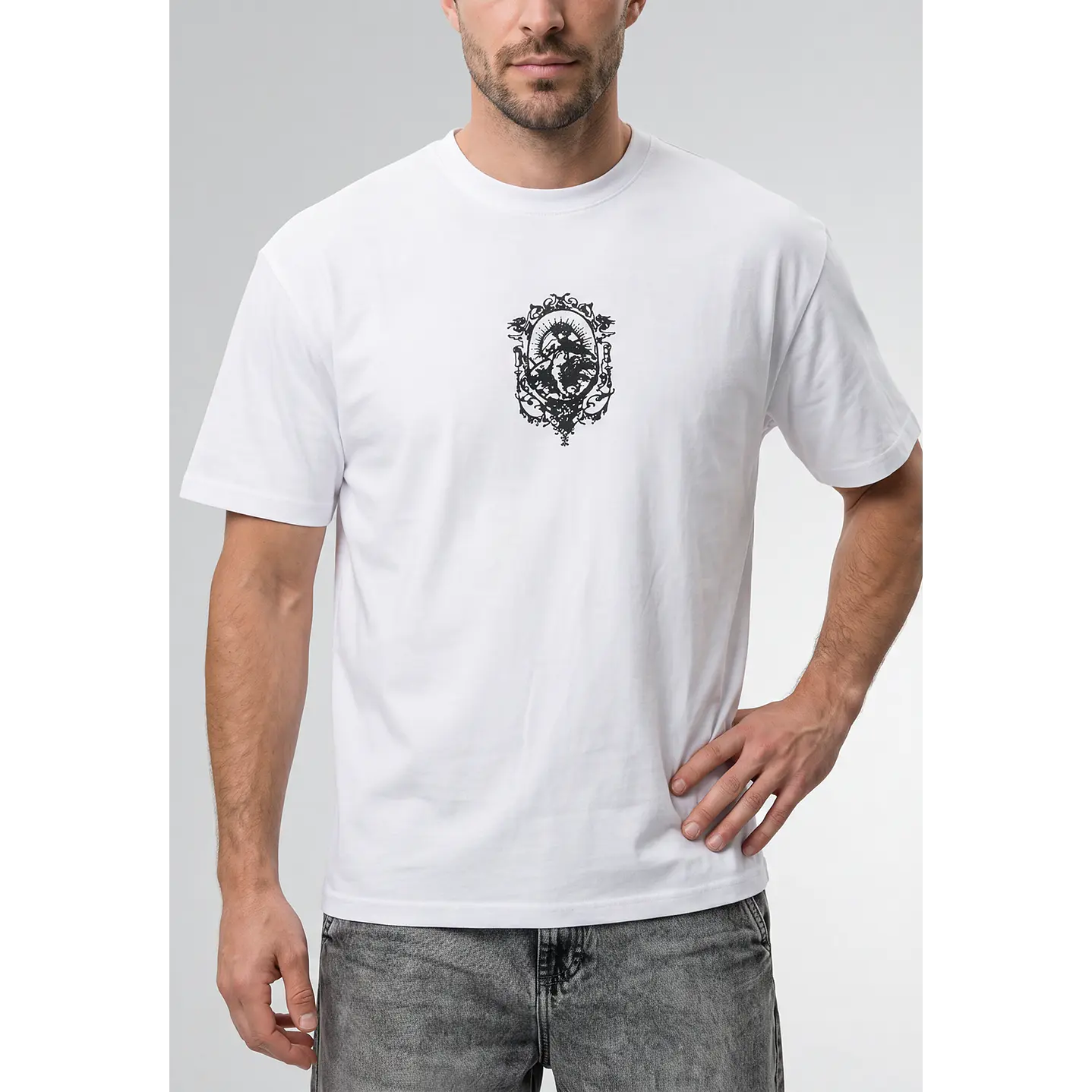 Polera Cruz Relaxed Hombre Blanco 1
