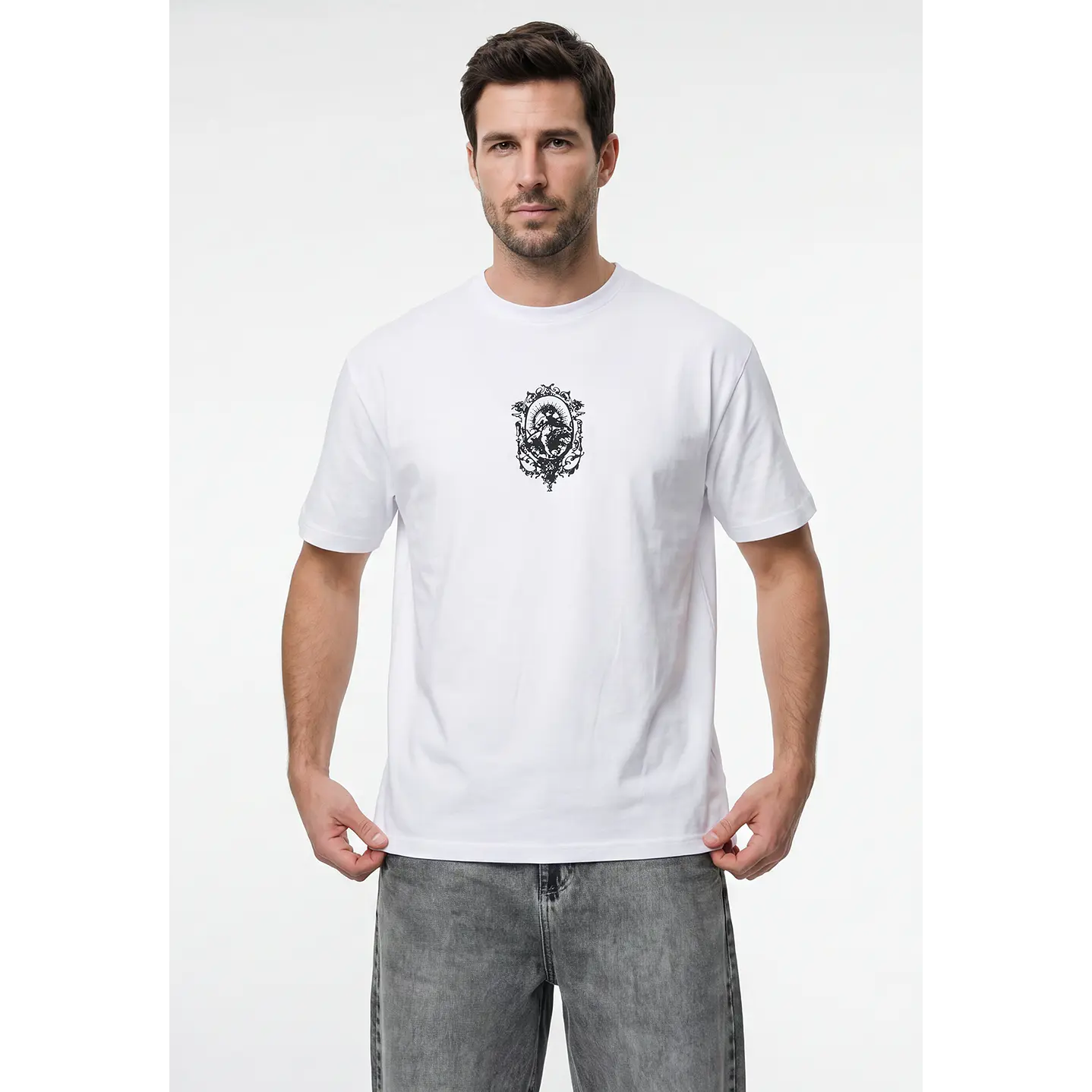 Polera Cruz Relaxed Hombre Blanco 3