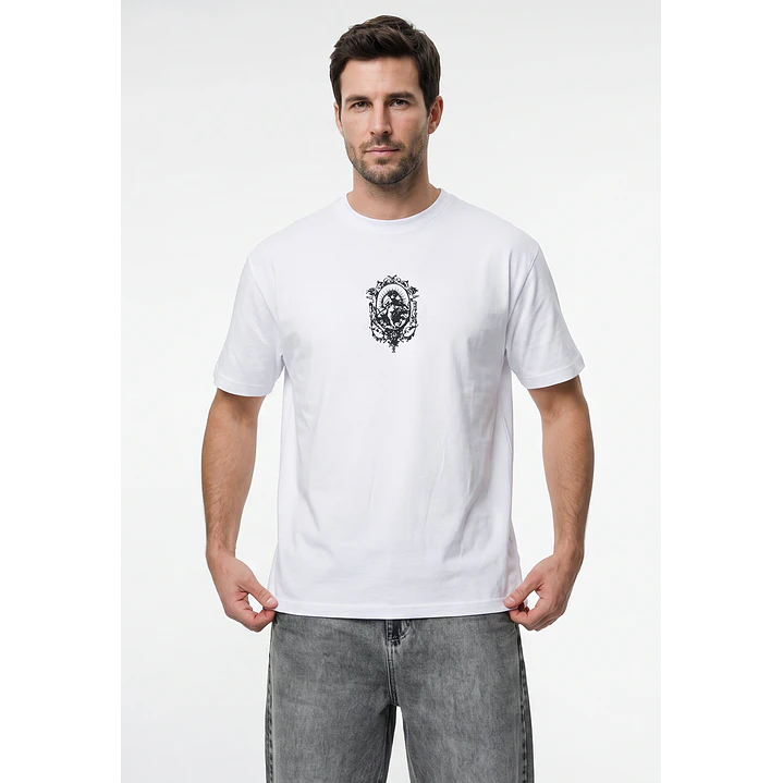Polera Cruz Relaxed Hombre Blanco 3