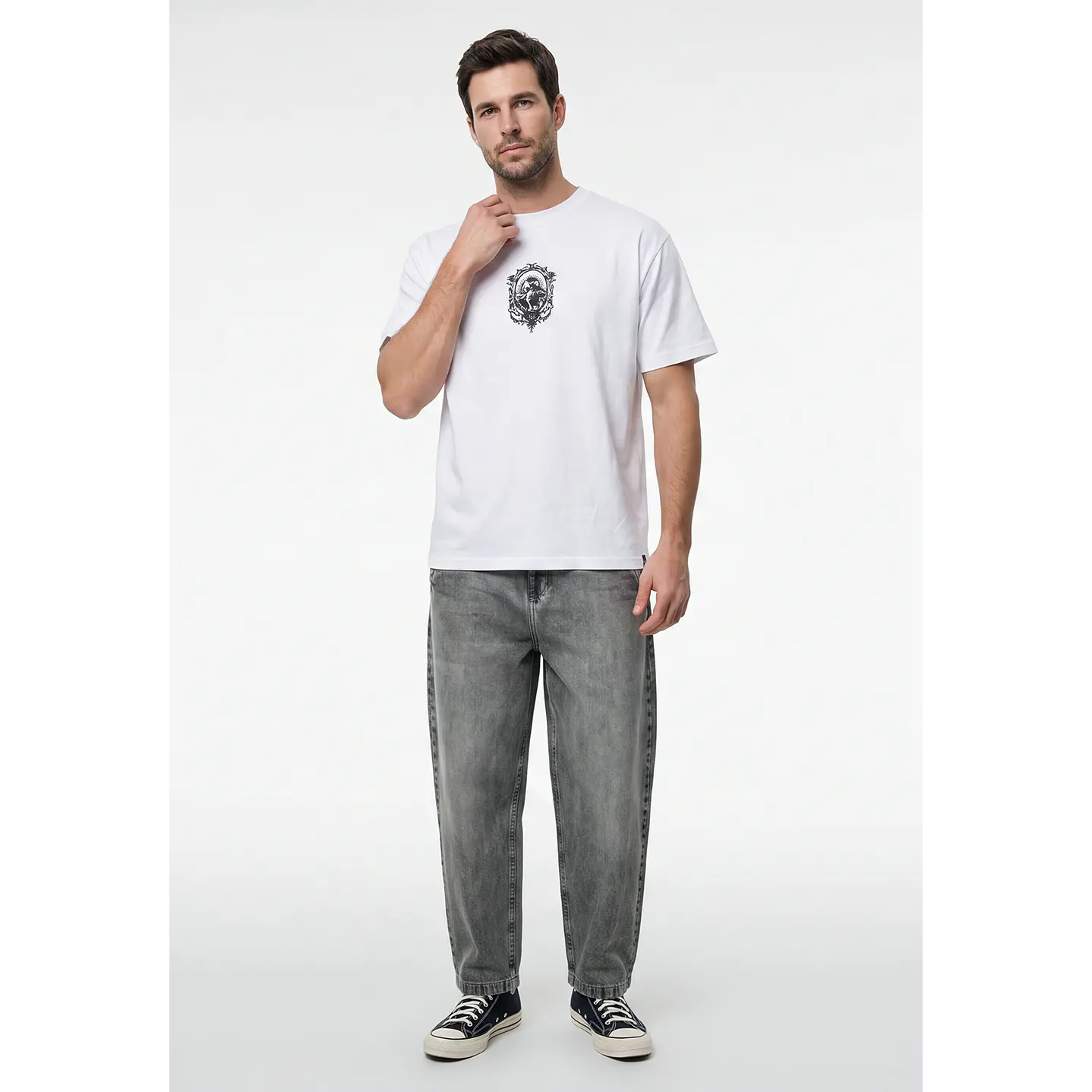 Polera Cruz Relaxed Hombre Blanco 4