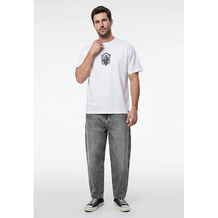 Polera Cruz Relaxed Hombre Blanco 4