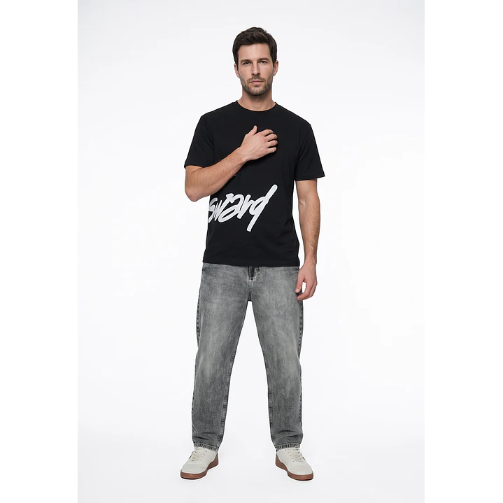Polera Graffiti Relaxed Hombre Negro 4