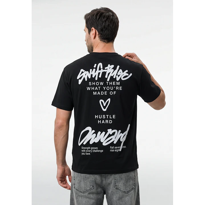 Polera Graffiti Relaxed Hombre Negro 3
