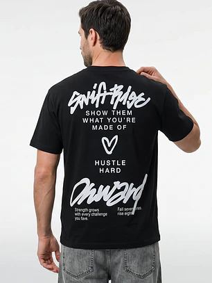 Polera Graffiti Relaxed Hombre Negro